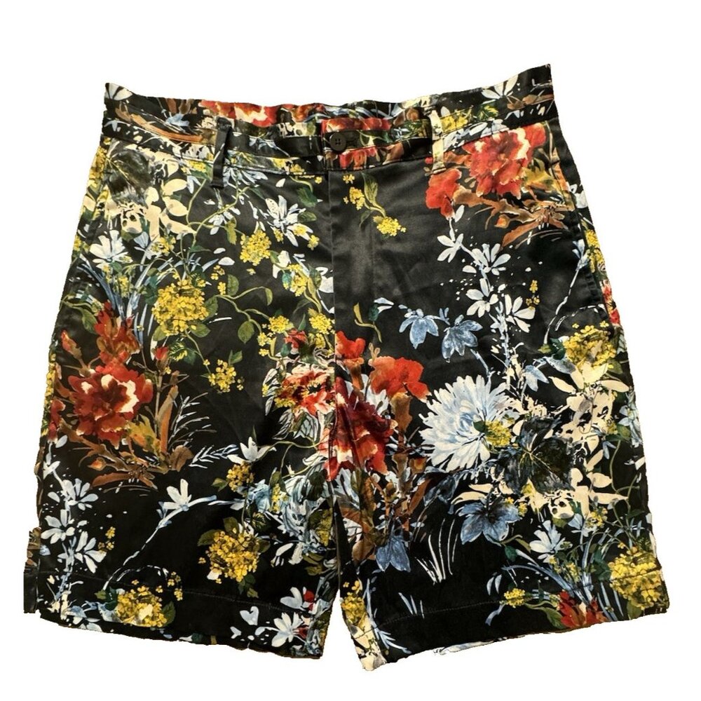 Zara Men Size 31 Floral Multicolor Satin Like shorts 6.5" Luxury Travel Glam
